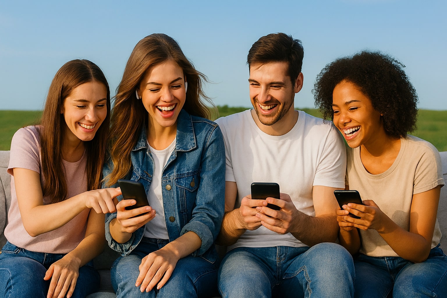 people using smartphones